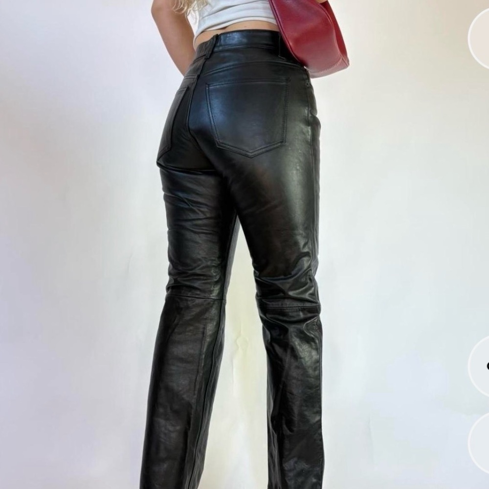 GAP Black Faux Leather Straight-Leg Pants - Picture 7 of 12